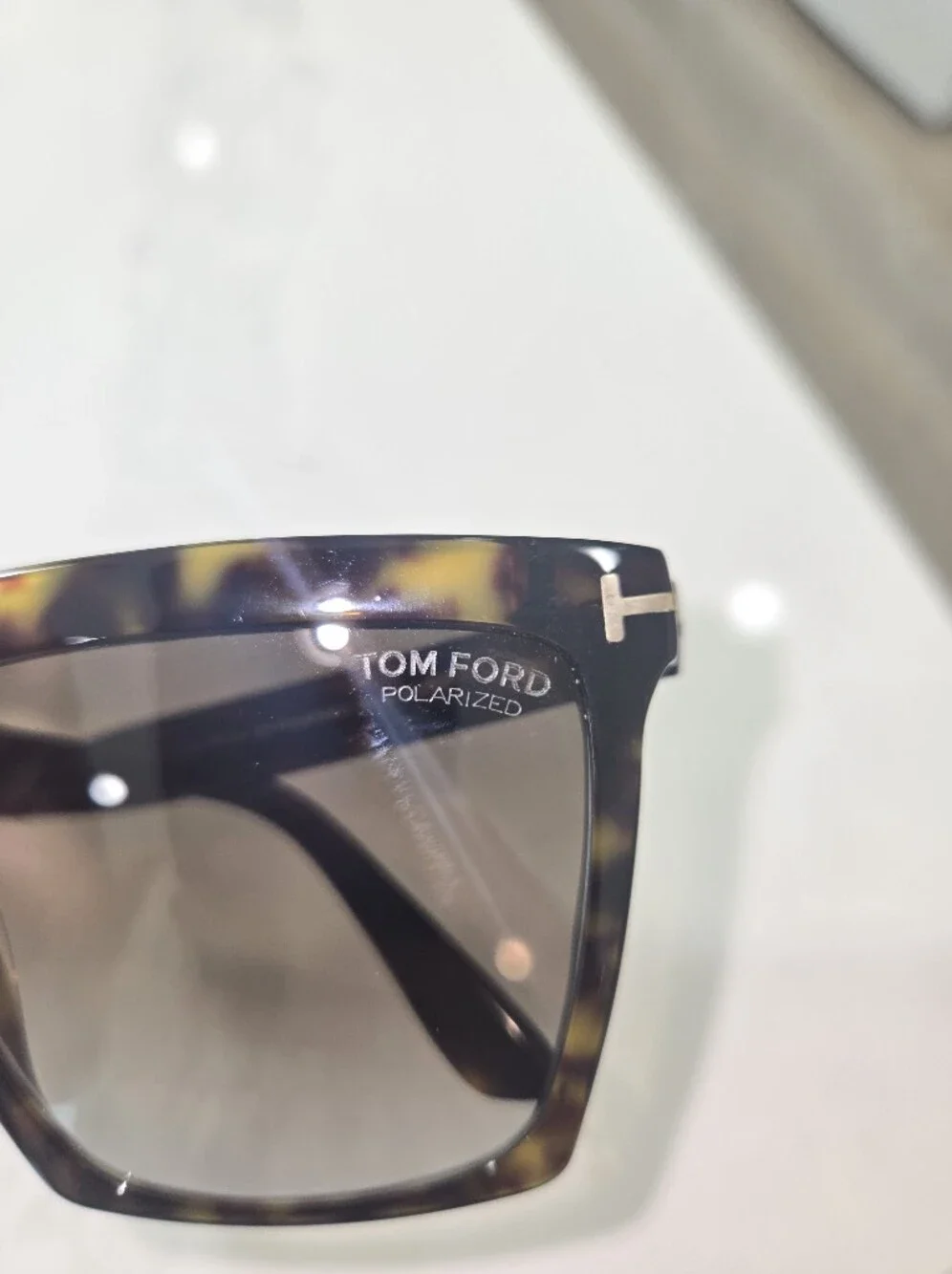 Tom Ford Black Oversized Square Sunglasses with Gold T Detail